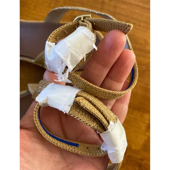 NEW Rothys The Knot Sandal Golden Shimmer Metallic Block Heel Womens 10.5 - Picture 12 of 14